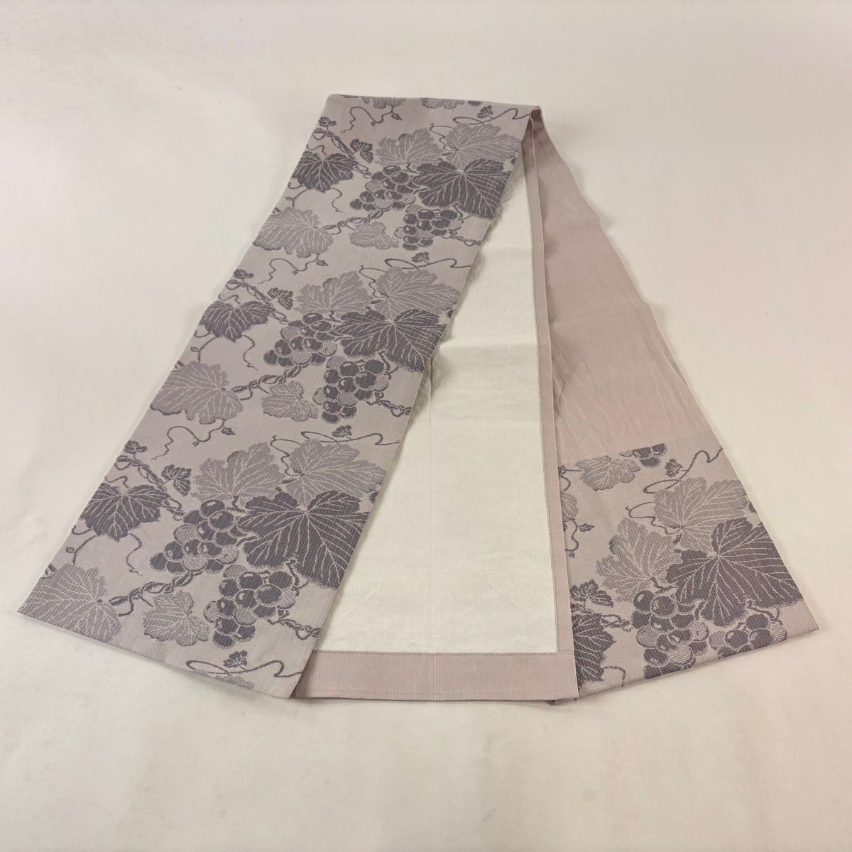 【美品】 開口名古屋帶 優品級 葡萄 灰紫 純蠶絲