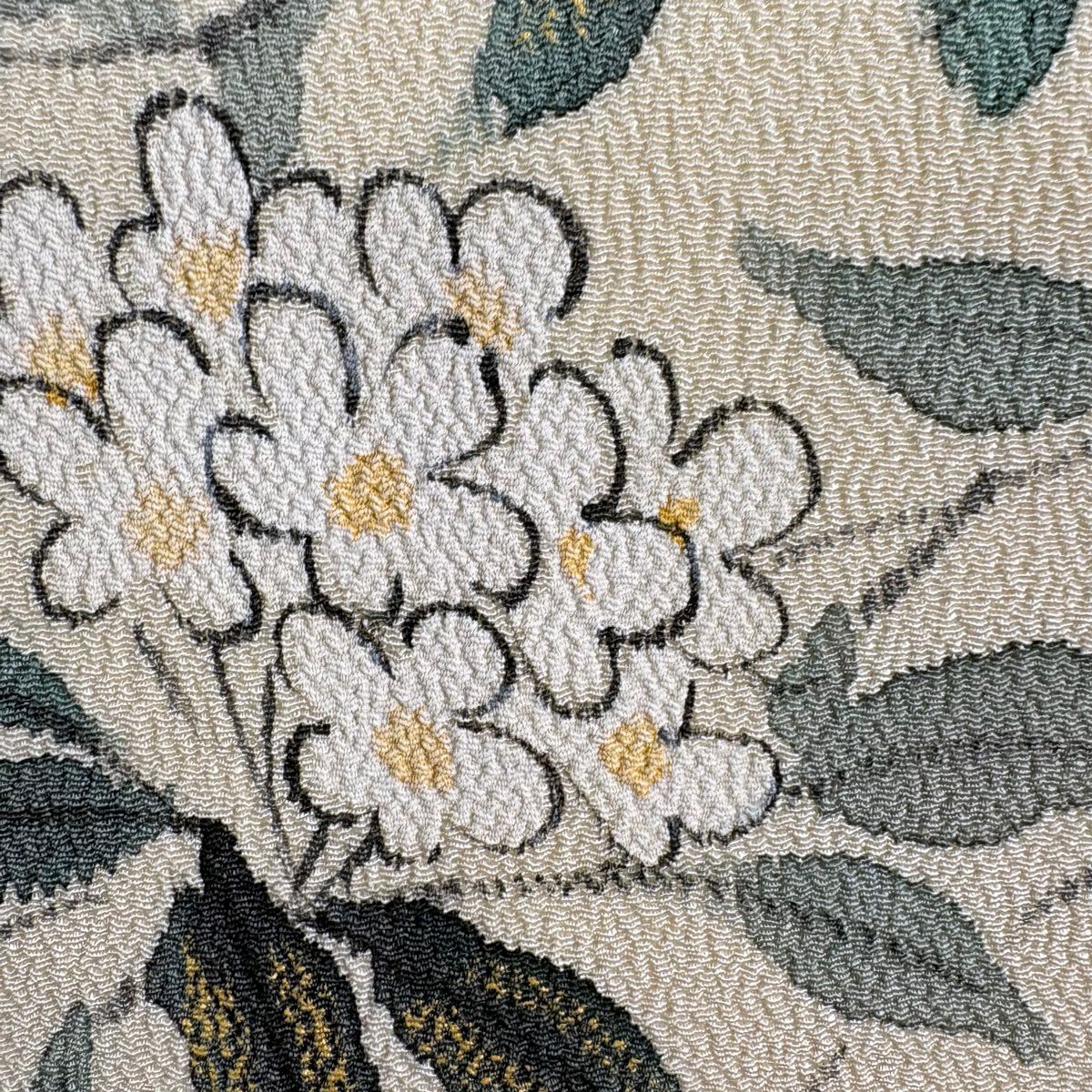 【美品】 開口名古屋帶 優品級 米色 純蠶絲