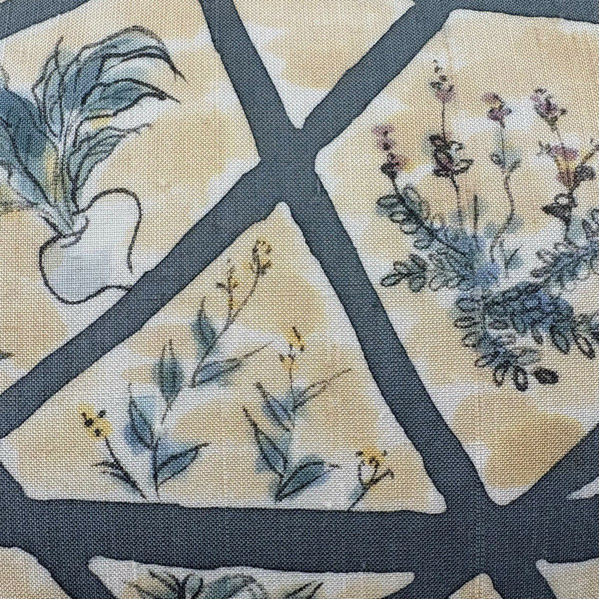 開口名古屋帶 優品級 紬織織 材質 草花紋圖案 青灰色 純蠶絲