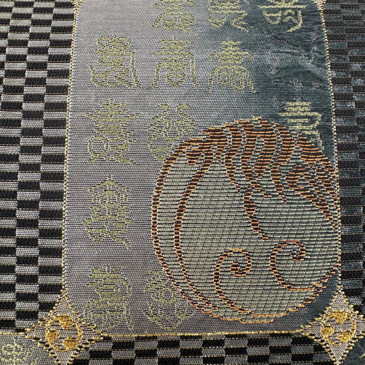 【美品】 袋帶 秀品級 青灰 深藍 純蠶絲