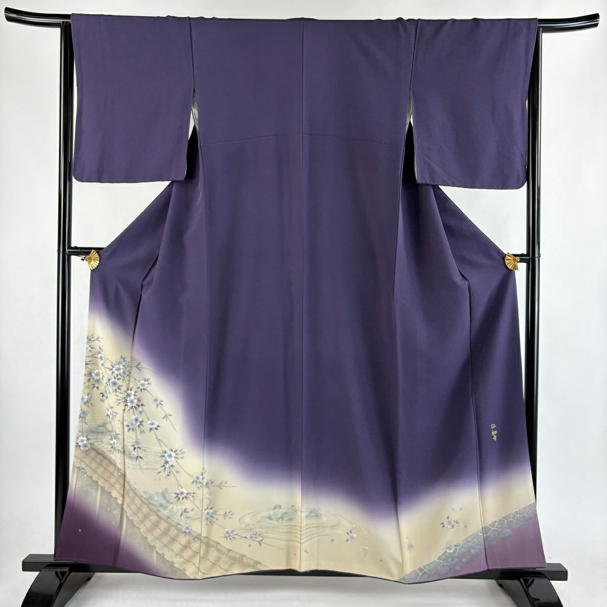 訪問服 身長158.5cm 袖長64cm M 雙層 櫻花 仁和寺 漸層 紫 純蠶絲 優品級