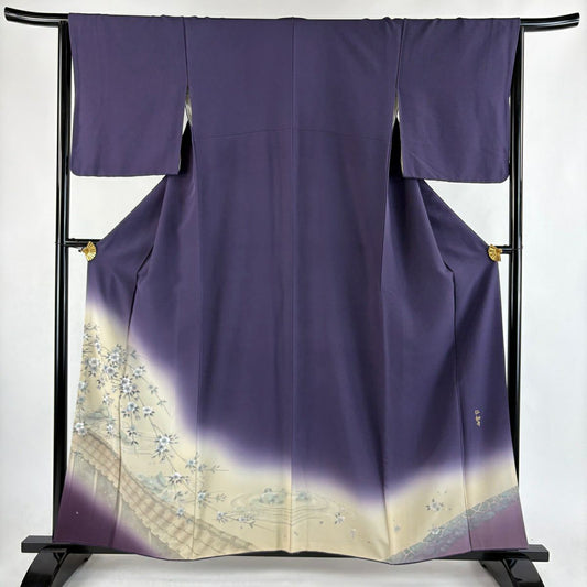 訪問服 身長158.5cm 袖長64cm M 雙層 櫻花 仁和寺 漸層 紫 純蠶絲 優品級