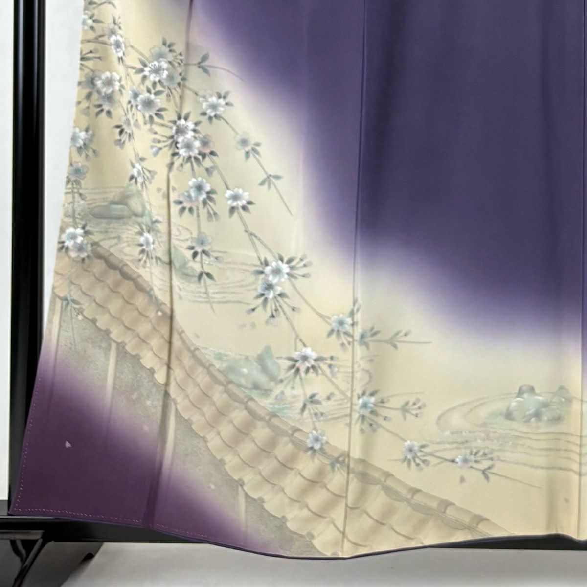 訪問服 身長158.5cm 袖長64cm M 雙層 櫻花 仁和寺 漸層 紫 純蠶絲 優品級