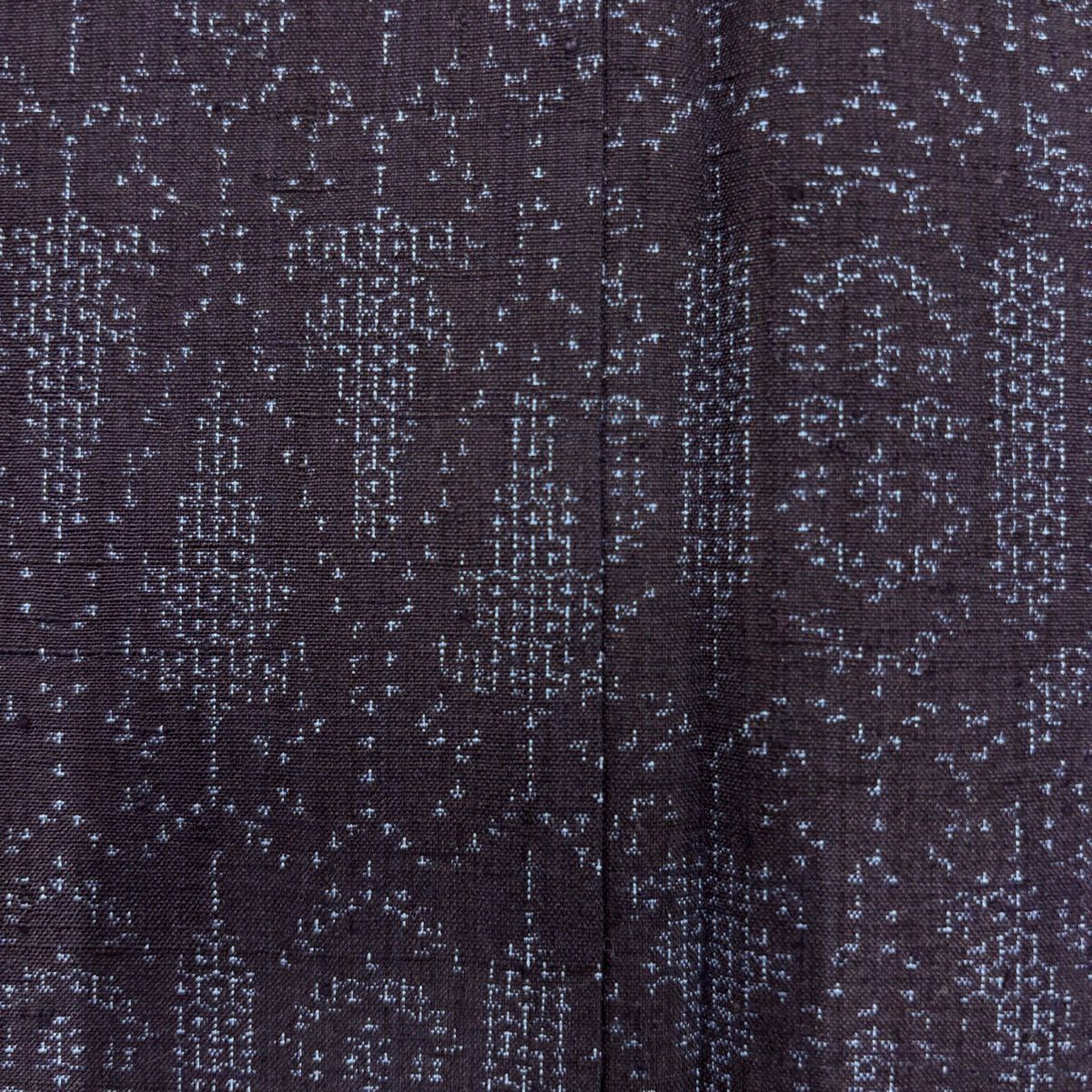 【美品】 紬織 身長155.5cm 袖長62.5cm S 雙層 證書齊全 幾何圖案 深藍 純蠶絲 優品級