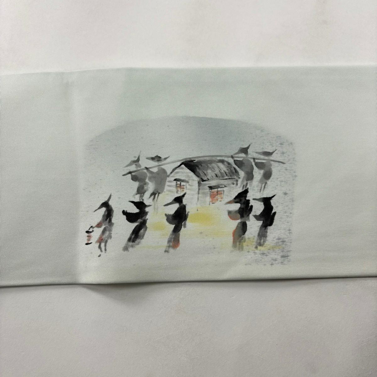 名古屋帶 秀品級 附落款 狐狸的嫁入 青灰 純蠶絲
