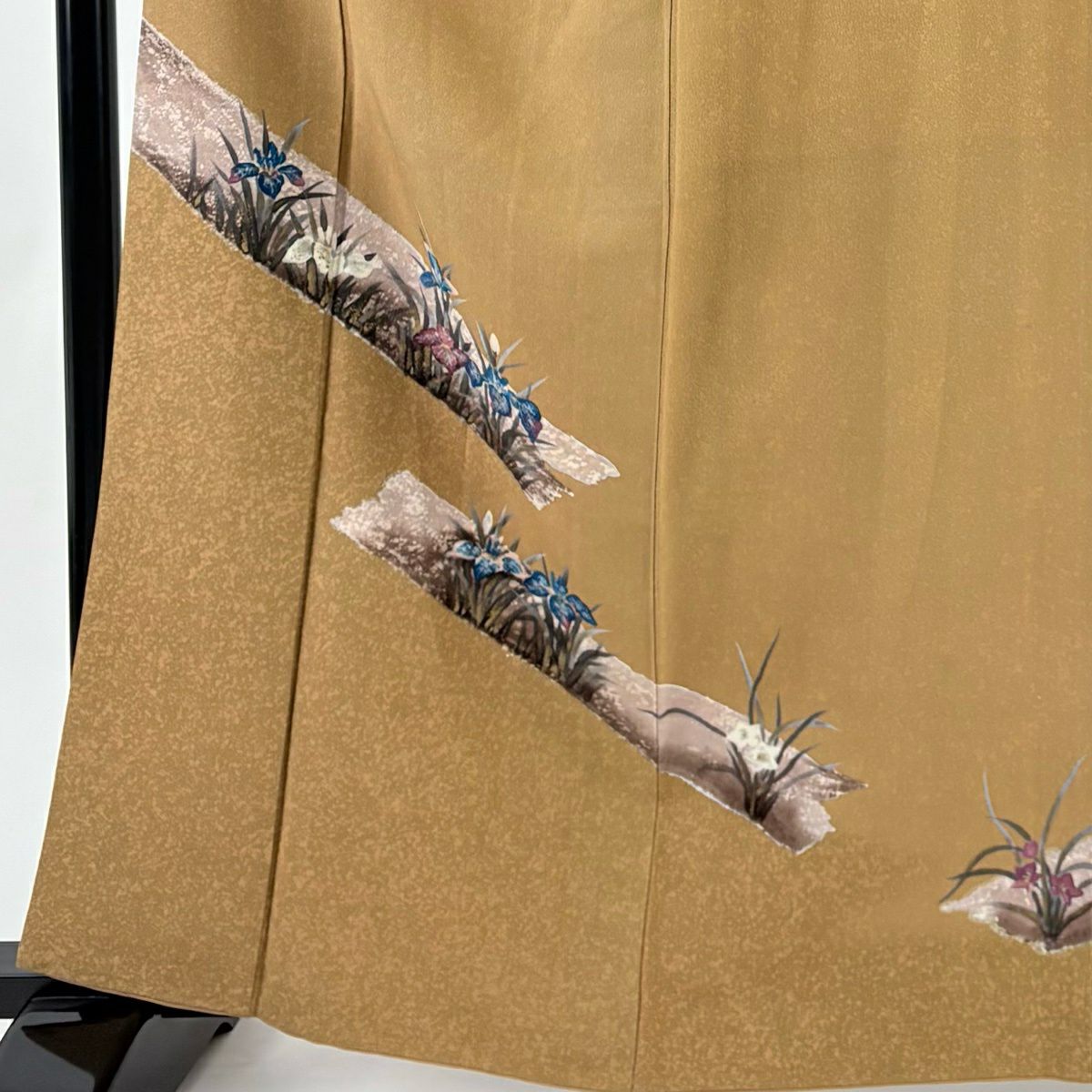 付下 身長164cm 袖長66.5cm M 雙層 落款有 菖蒲 茶 純蠶絲 秀品級