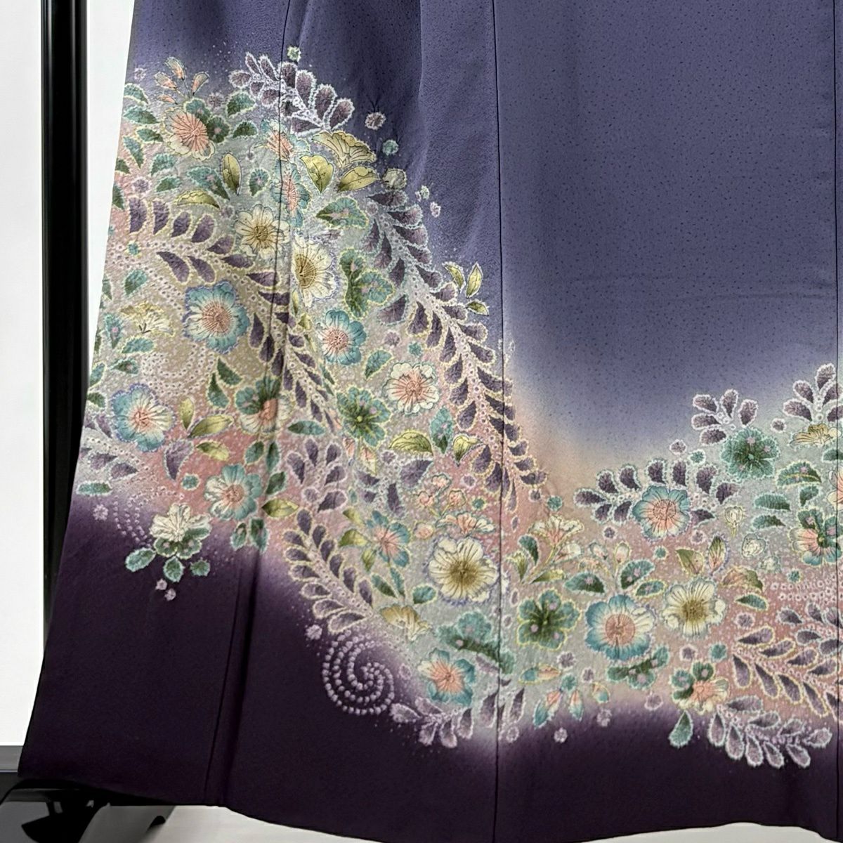 訪問服 身長162cm 袖長67cm M 雙層 辻花染 漸層 紫 純蠶絲 優品級