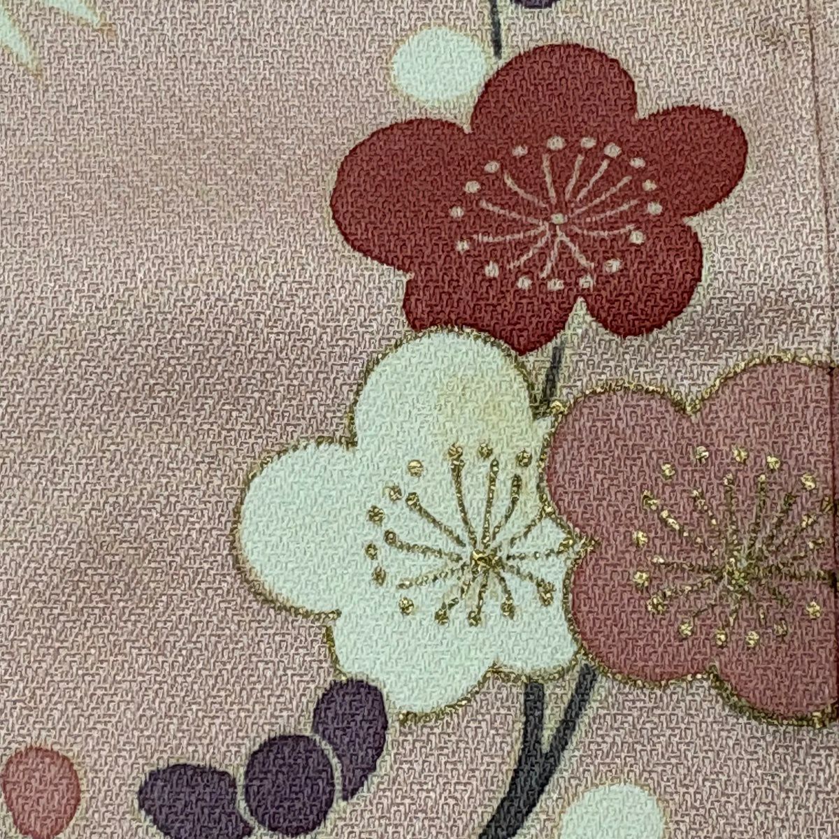訪問服 身長162cm 袖長66.5cm M 雙層 菊花 松樹竹子梅花 金絲 金銀彩 粉紅 純蠶絲 秀品級