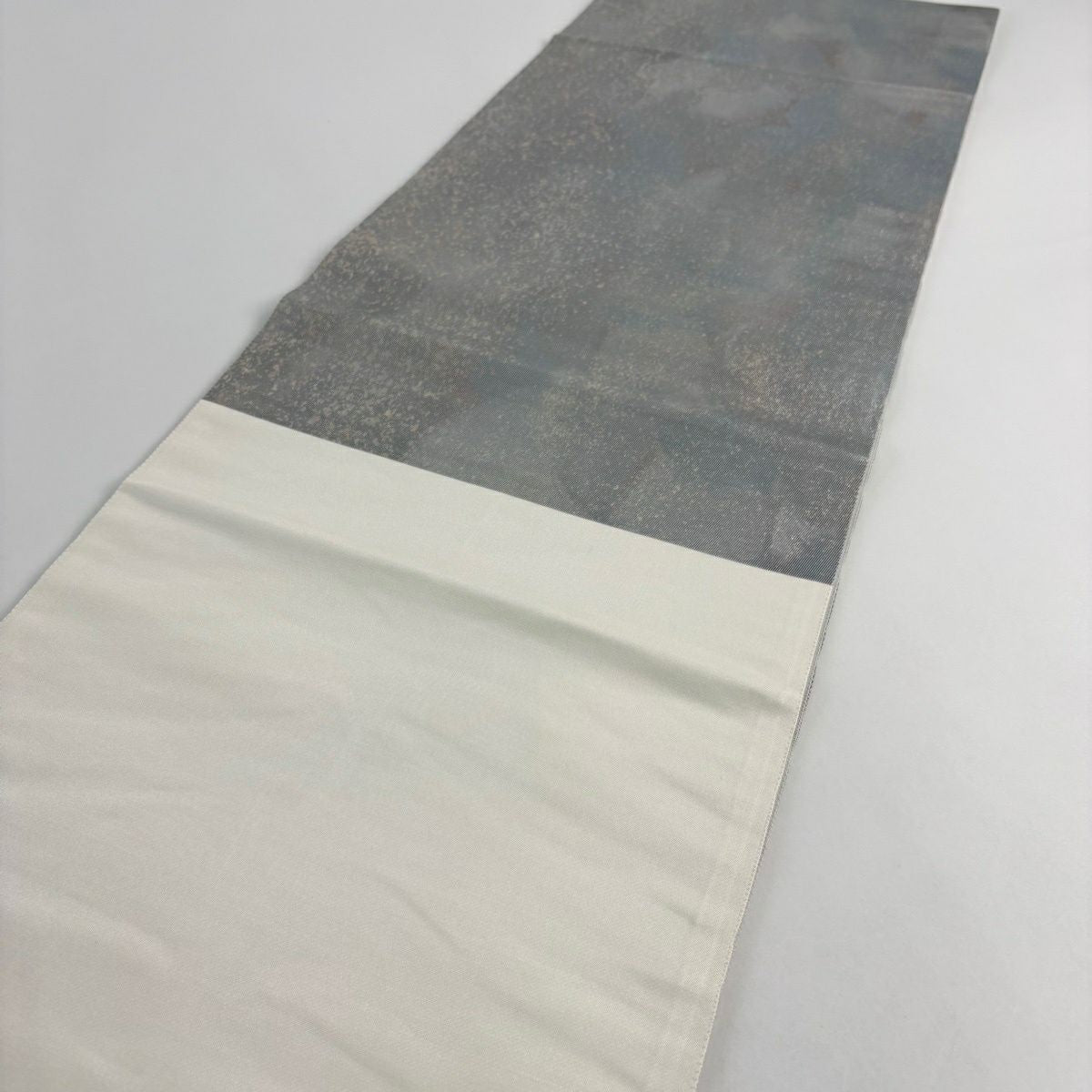 【美品】 袋帶 秀品級 花 幾何學 金銀絲 金金箔 灰色 大鼓圖案 純蠶絲