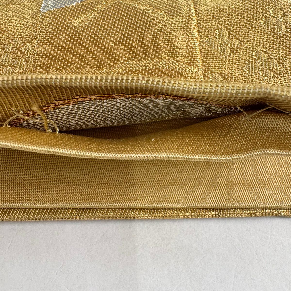 袋帶 秀品級 有落款 關西仕立 扇子面 花車 刺繡 金銀彩 金色 大鼓圖案 純蠶絲