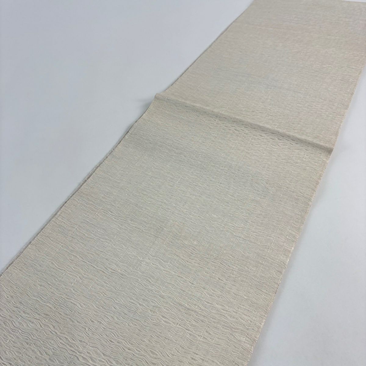 袋帶 秀品級 草花紋紋 山並 金絲 灰色 大鼓圖案 純蠶絲