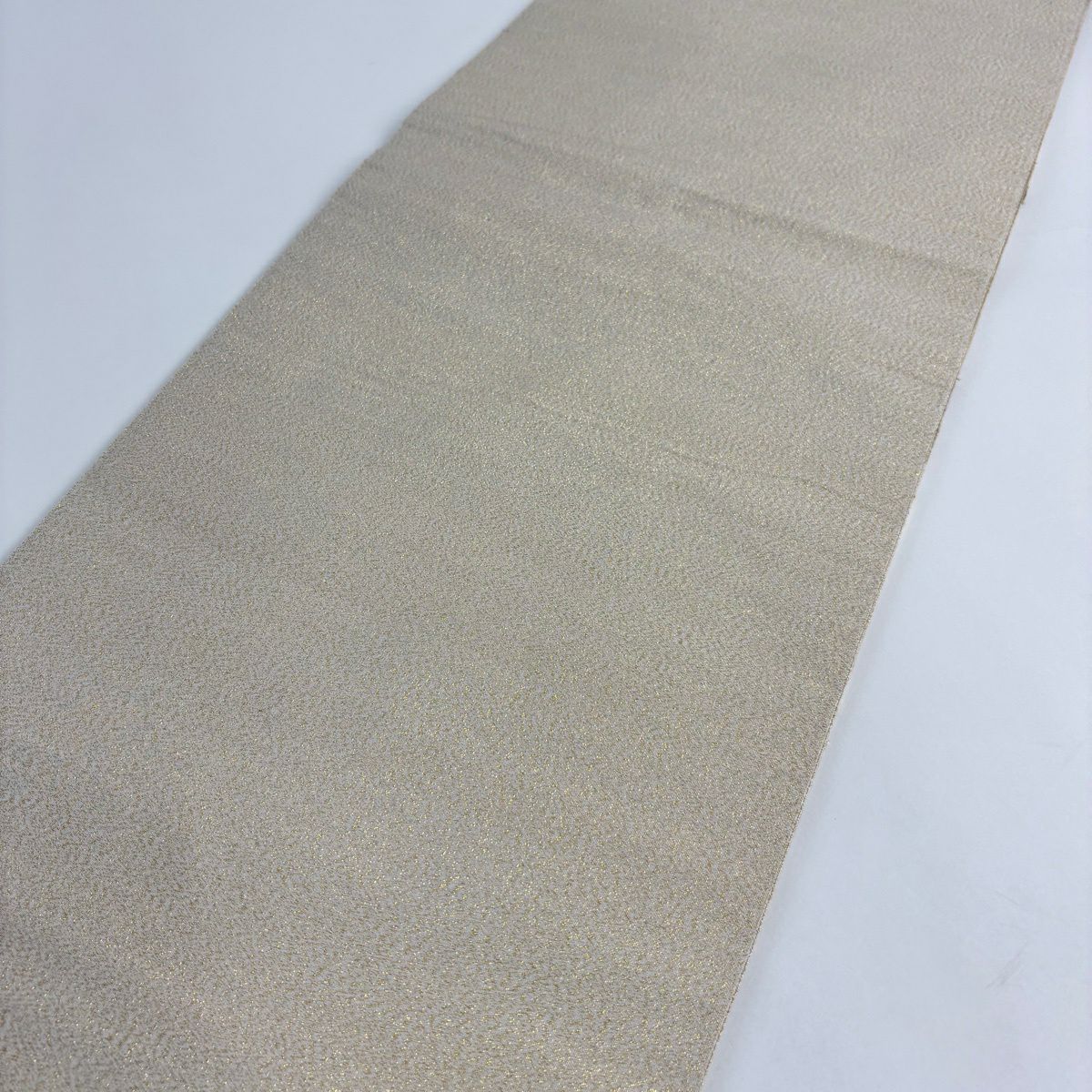 【美品】 袋帶 秀品級 附有落款 片輪車 波頭 金絲 淺茶色 大鼓圖案 純蠶絲