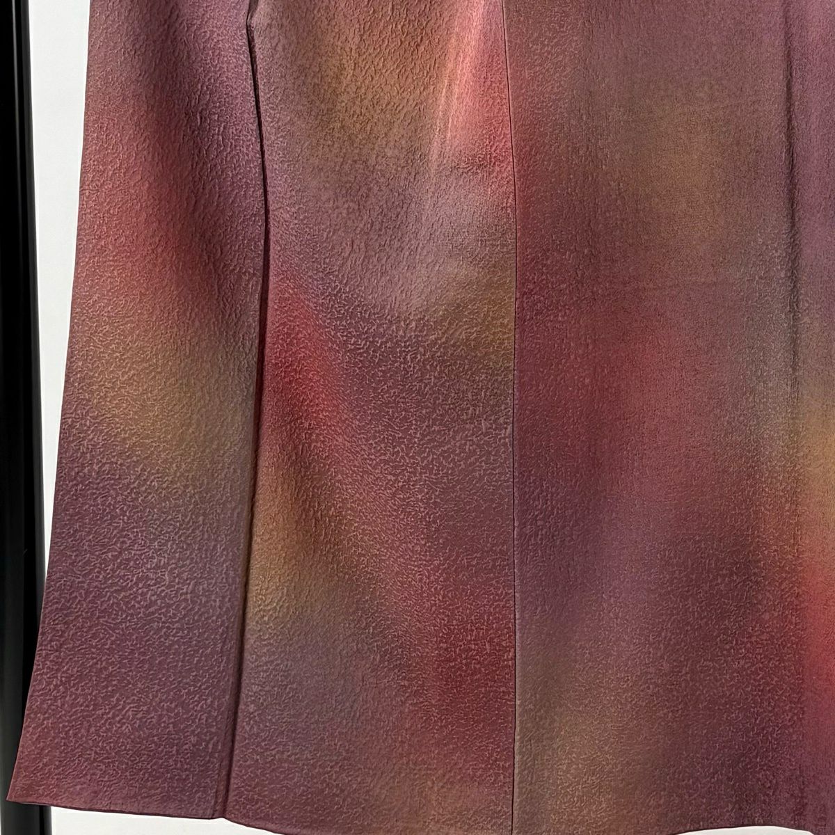 【美品】 小紋 身長152cm 袖長62cm S 雙層 落款あり 地紋 漸變 紅紫 純蠶絲 秀品級 一つ紋