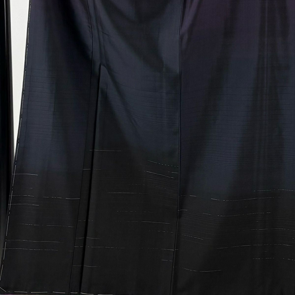 【美品】 付下 身長153.5cm 袖長61cm S 雙層 紬織織 縞 紫 純蠶絲 秀品級