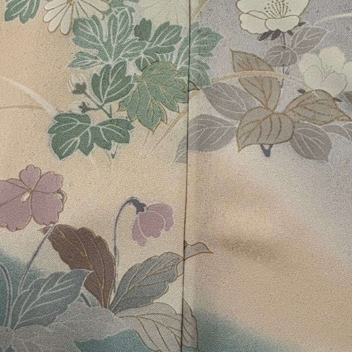 訪問服 身長153.5cm 袖長65cm M 雙層 櫻花 菊花花 金銀彩 漸層 粉紅 純蠶絲 優品級