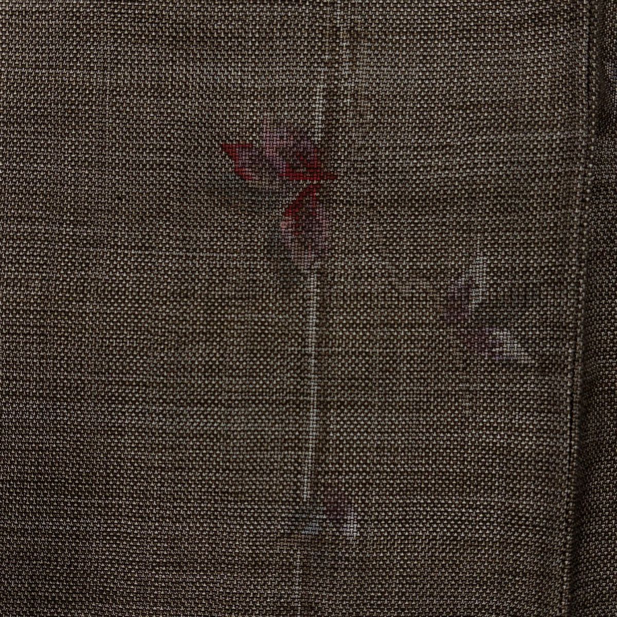【美品】 紬織 身長159.5cm 袖長65.5cm M 雙層 葉柄 焦茶 純蠶絲 秀品級