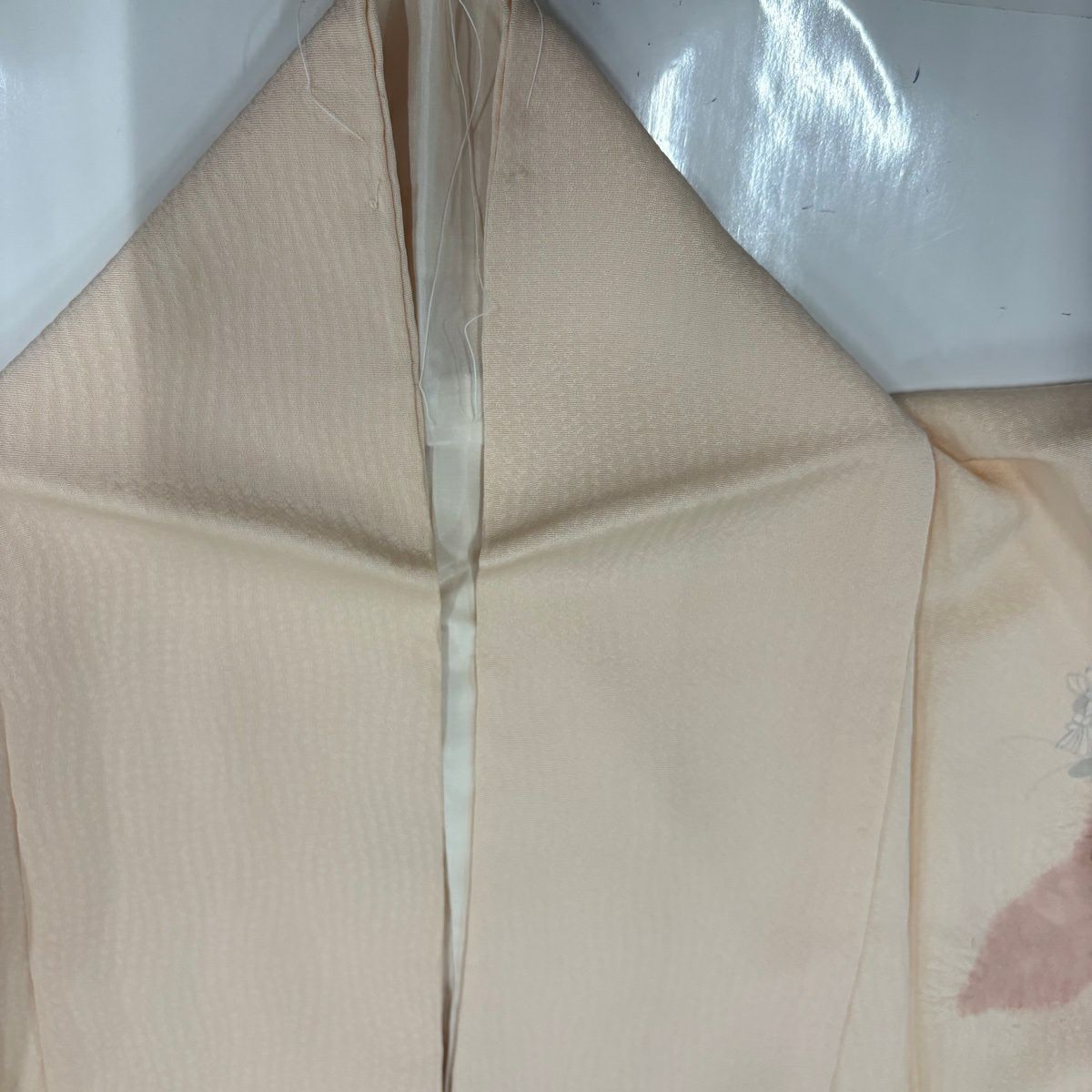 訪問服 身長153.5cm 袖長63.5cm S 雙層 破れ色紙 道長取 金銀彩 絞染 粉米色 純蠶絲 秀品級 一つ紋