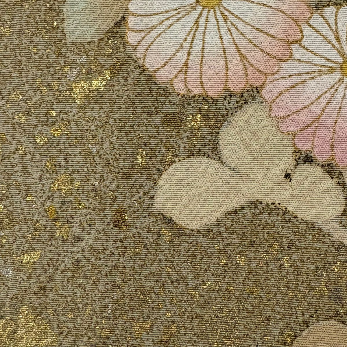 訪問服 身長160cm 袖長64cm M 雙層 椿 菊花 金銀彩 漸層 青灰 純蠶絲 秀品級