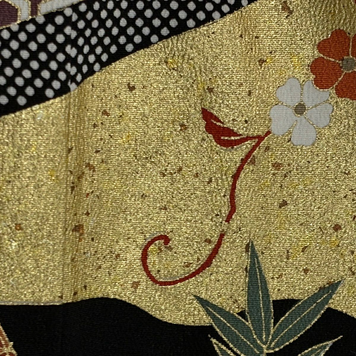 黑留袖禮服 身長158cm 袖長65cm M 雙層 仙鶴 寶盡くし 金絲 金銀彩 黑 純蠶絲 優品級