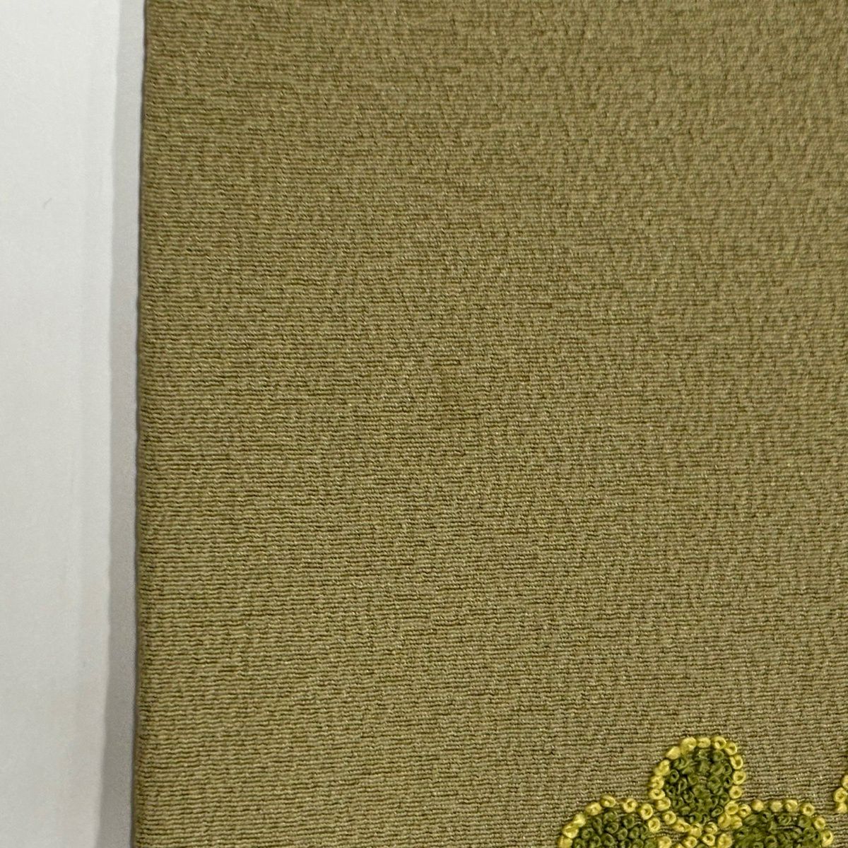 付下 身長154cm 袖長64.5cm M 雙層 花唐草紋 刺繡 灰綠 純蠶絲 優品級 一つ紋