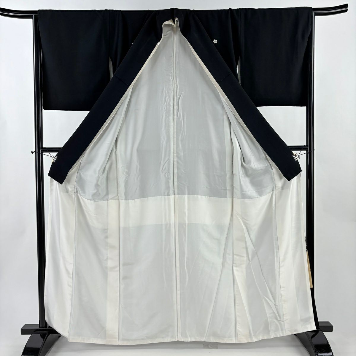 黑留袖禮服 身長162.5cm 袖長66.5cm M 雙層 破れ色紙 松樹竹子梅花 金絲 金銀彩 黑 純蠶絲 優品級