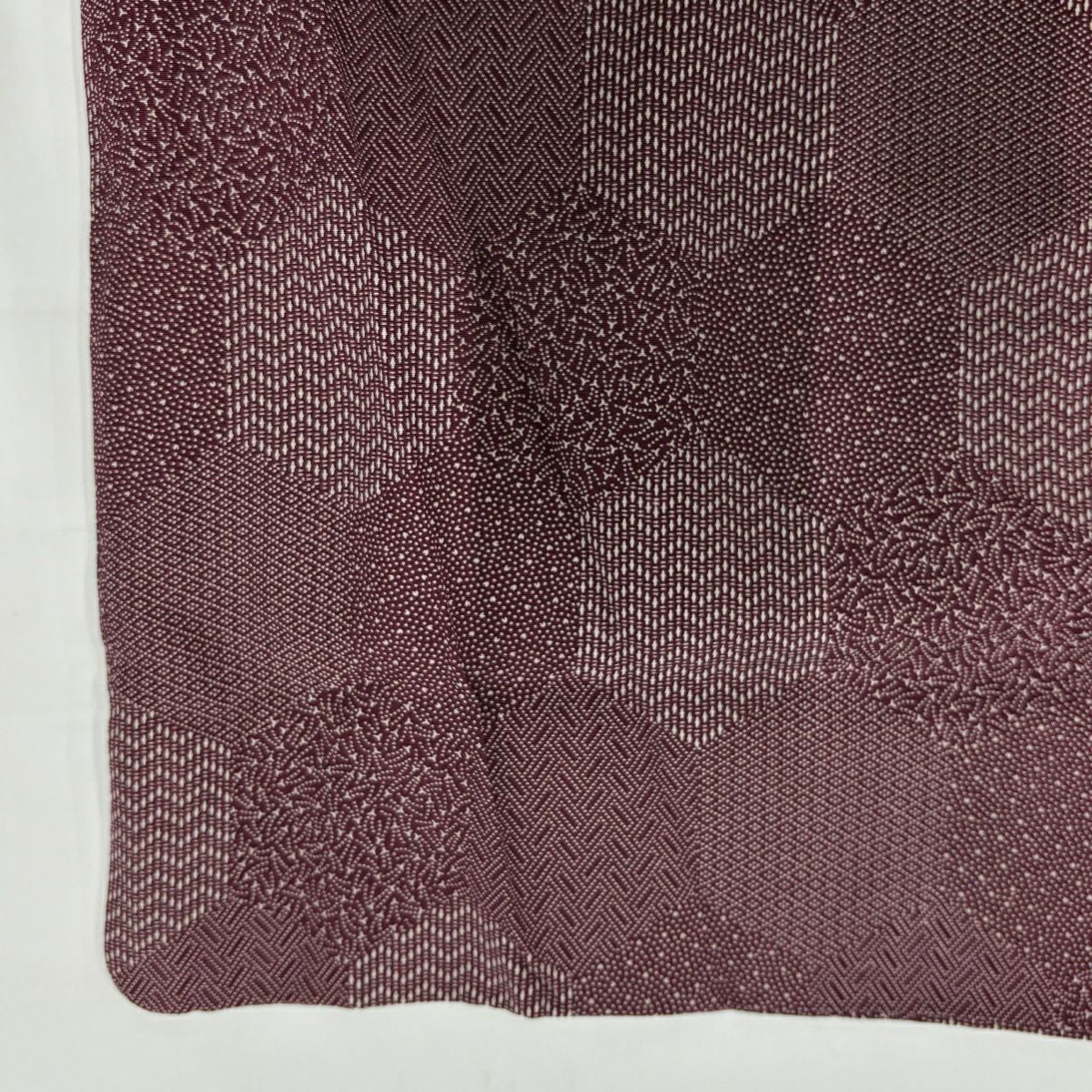 【美品】 小紋 身長154cm 袖長61.5cm S 雙層 寄せ柄 龜甲 紅紫 純蠶絲 優品級