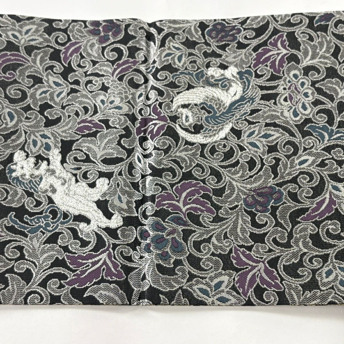 【美品】 袋帶 逸品級 落款あり 證書あり 篠屋織物 雙面 七寶紋 鳥 金絲 金金箔 紫 六通 純蠶絲
