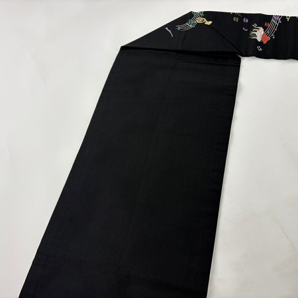 【美品】名古屋帶 逸品級 樂器 音符 金金箔 黑 純蠶絲