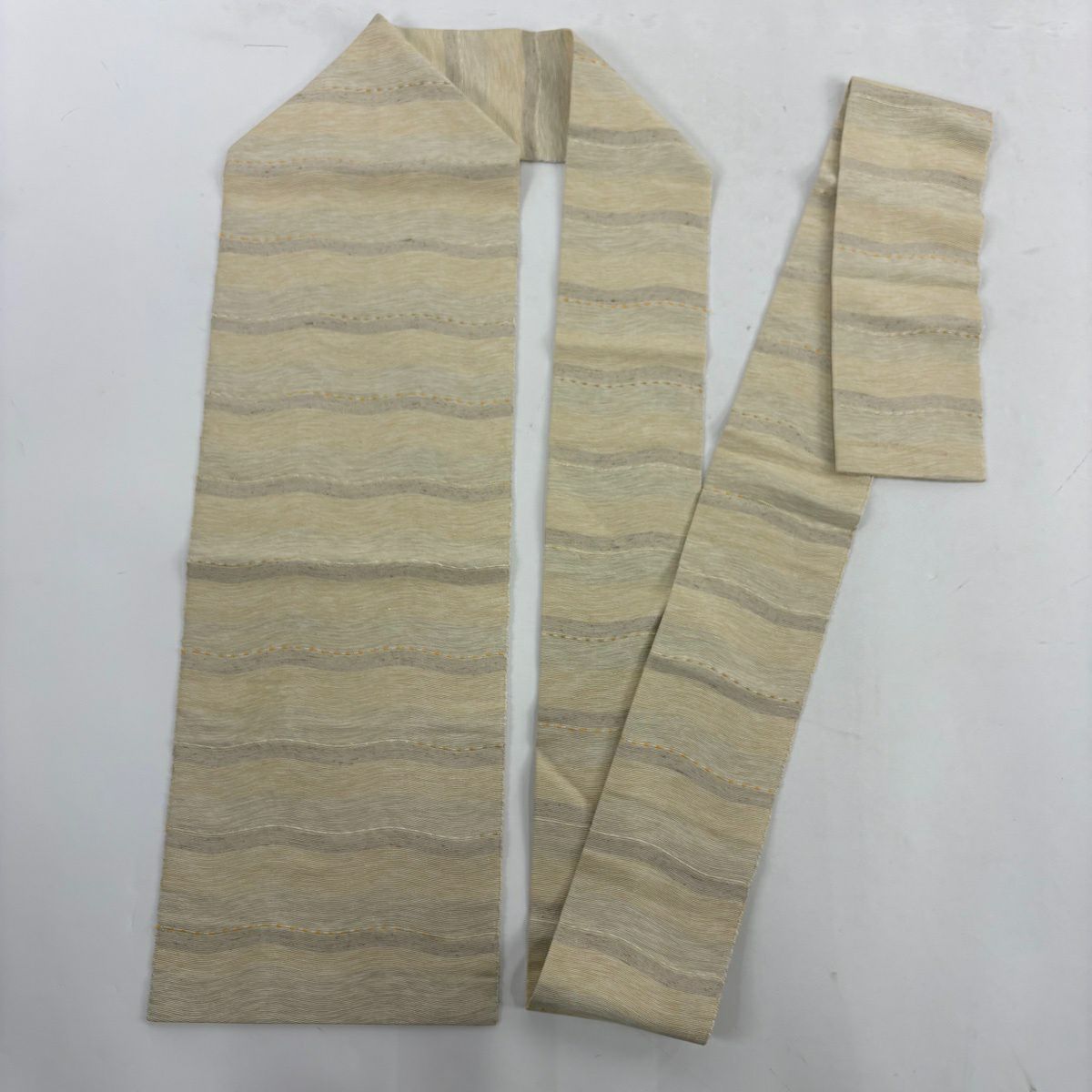 【美品】 紬織 身長171cm 袖長66cm M 雙層 名古屋帶套裝 色紙 花唐草紋 黑灰 純蠶絲 名品級