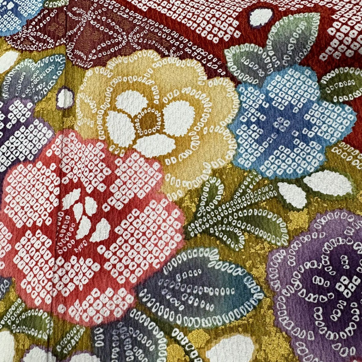 【美品】振袖禮服 身長163cm 袖長66cm M 雙層 草花紋紋 有職文樣 金彩裝飾 朱 純蠶絲 名品級