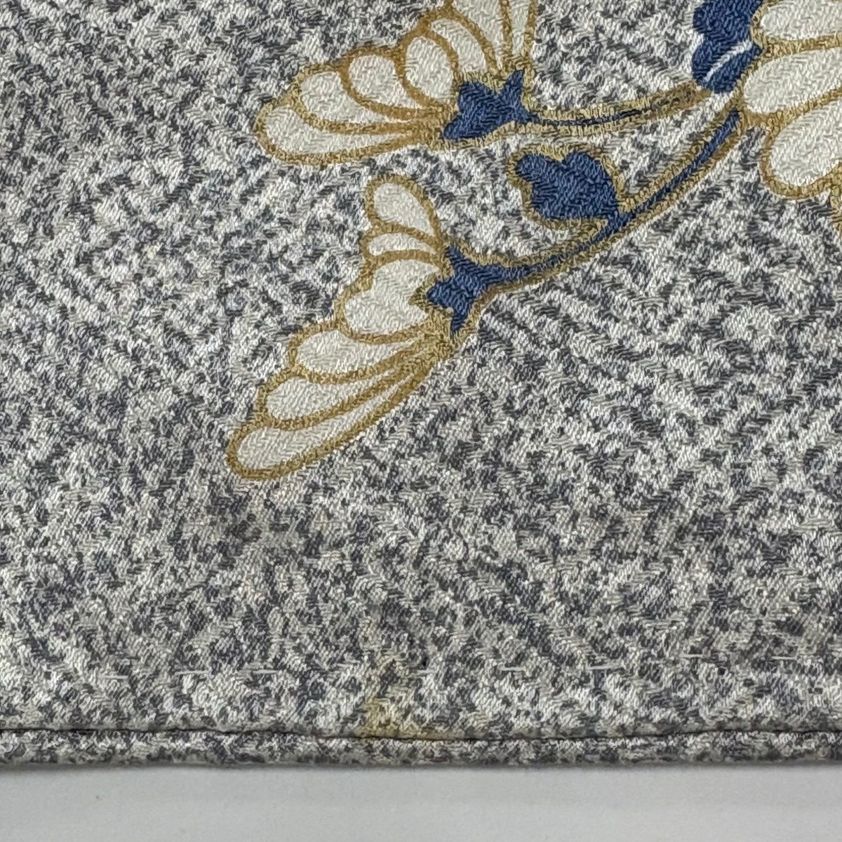 振袖禮服 身長157.5cm 袖長63cm S 雙層 橘 梅花 金絲 金銀彩 灰 純蠶絲 名品級