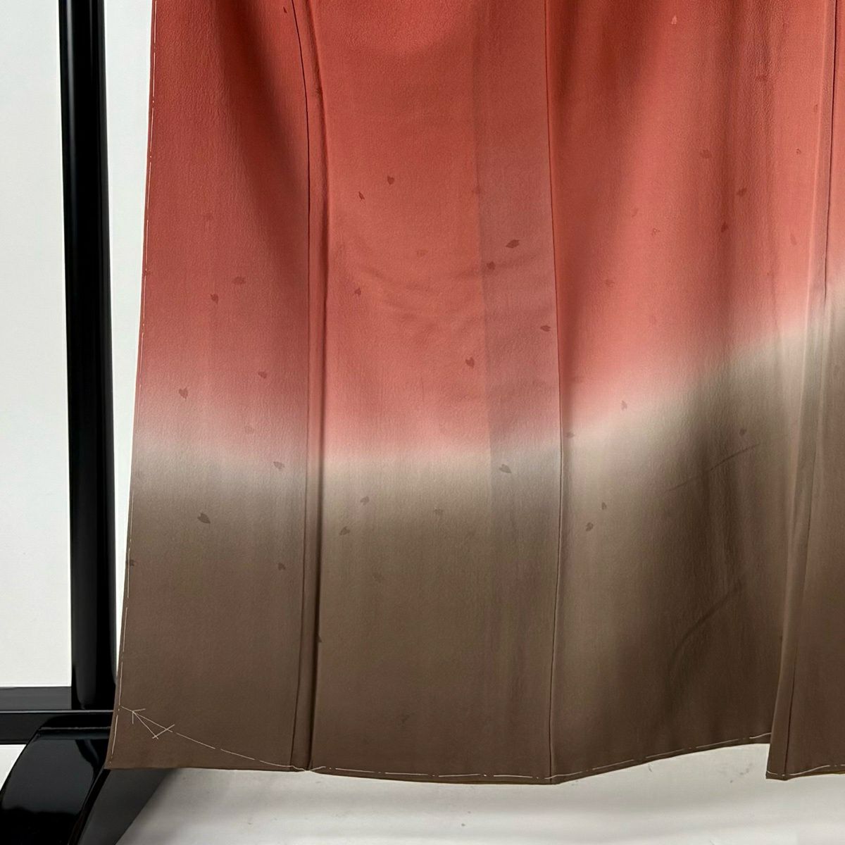 【美品】付下 身長162cm 袖長67.5cm L 雙層 辻村ジュサブロー 落款あり 地紋 漸變 紅茶 純蠶絲 名品級