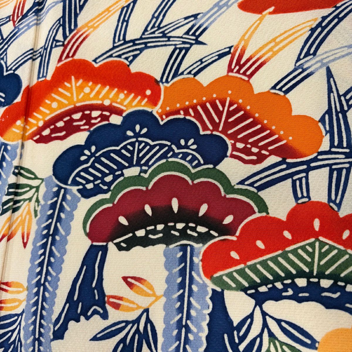【美品】振袖禮服 身長162cm 袖長64cm M 雙層 笠松樹 菊花 漸層 紅色 純蠶絲 名品級