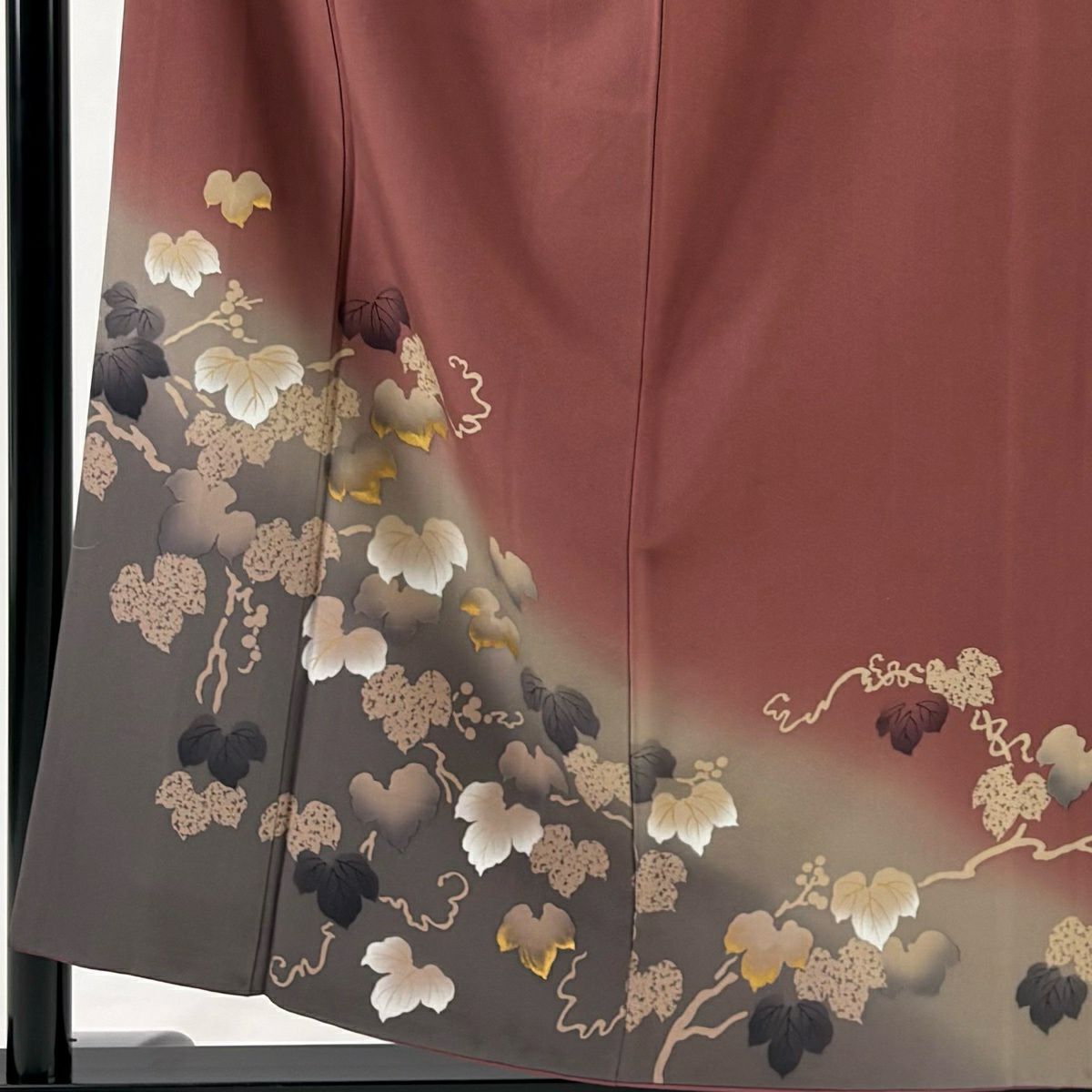 付下 身長157cm 袖長65cm M 雙層 葡萄 金銀彩 染分 紅紫 純蠶絲 優品級