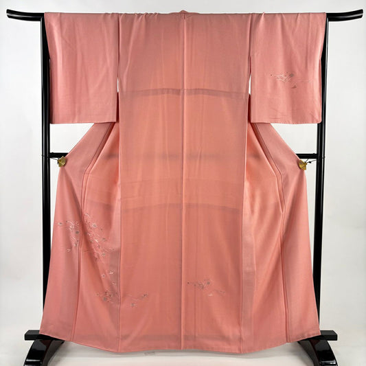 付下 身長164cm 袖長65.5cm M 雙層 梅花 芝 金銀彩 刺繡 粉紅 純蠶絲 優品級