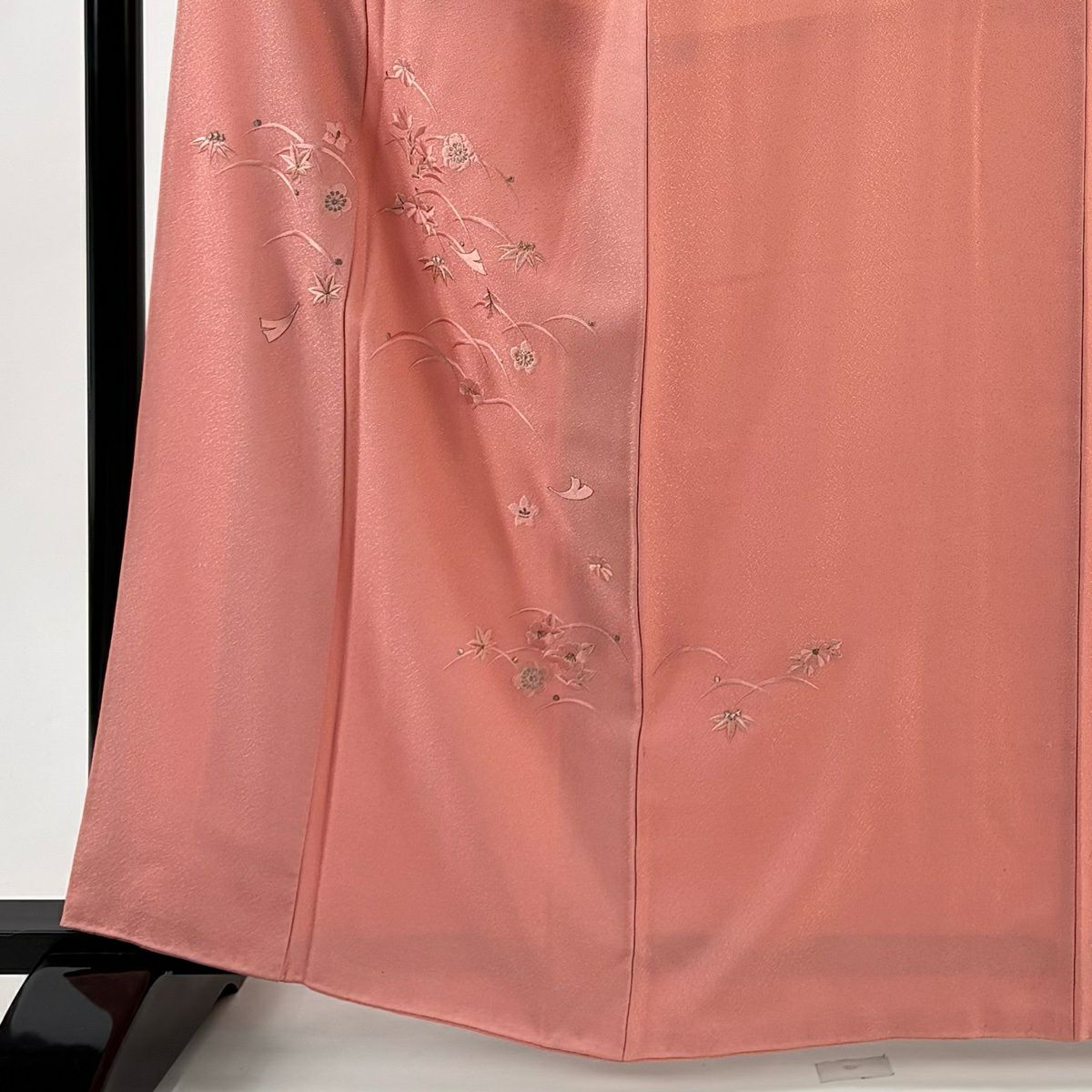 付下 身長164cm 袖長65.5cm M 雙層 梅花 芝 金銀彩 刺繡 粉紅 純蠶絲 優品級