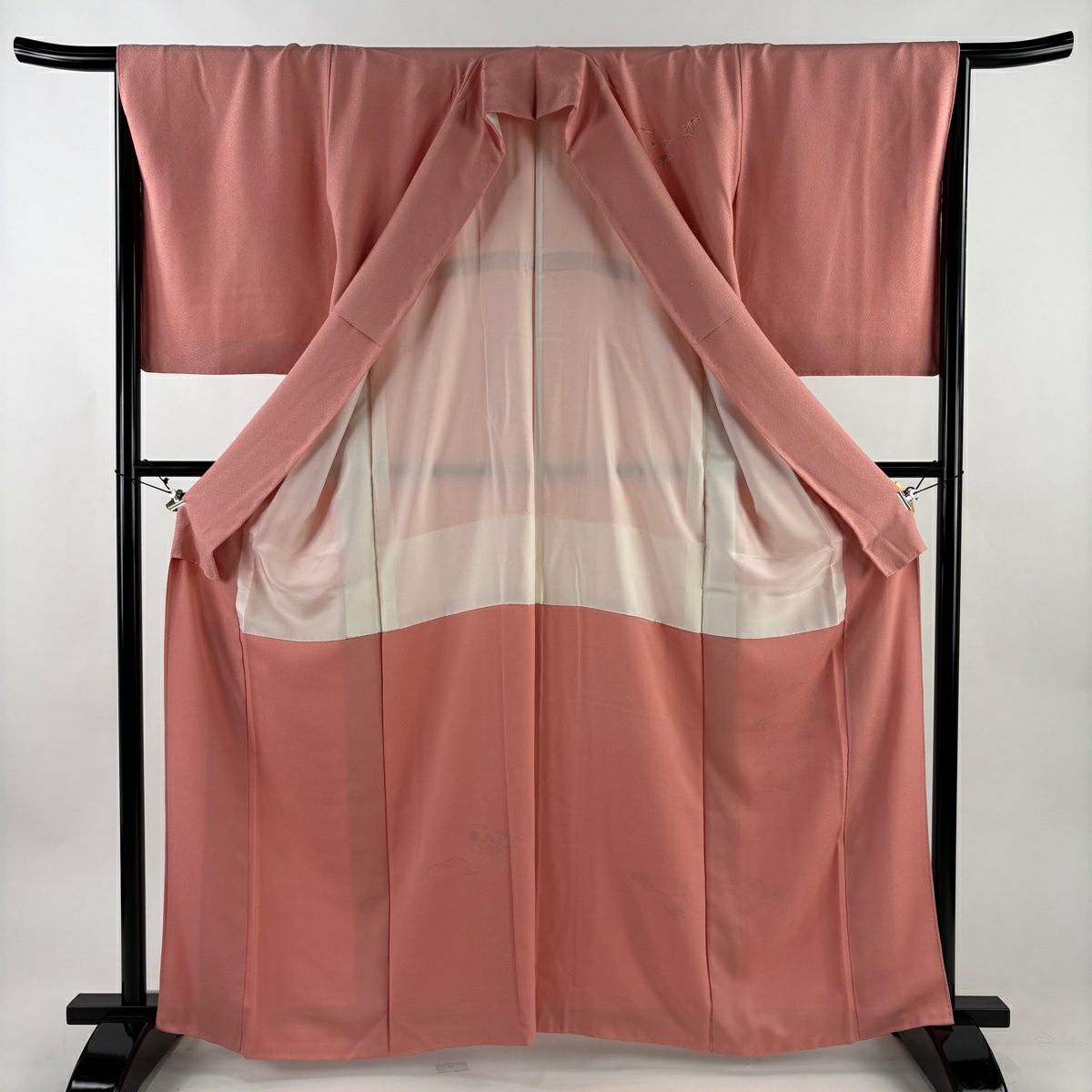 付下 身長164cm 袖長65.5cm M 雙層 梅花 芝 金銀彩 刺繡 粉紅 純蠶絲 優品級