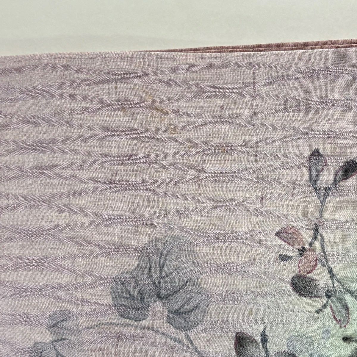袋帶 秀品級 紬織織 草花紋紋 金銀彩 漸層 淺紫 大鼓圖案 純蠶絲