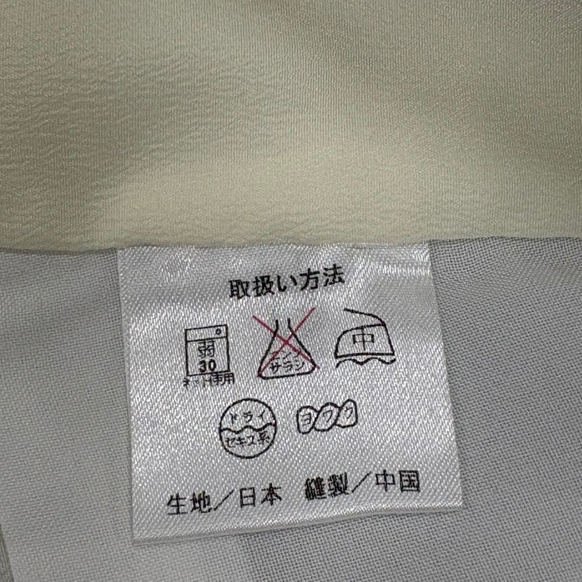 小紋 身長167cm 袖長67.5cm L 雙層 可洗和服 葉子 實 灰色 化纖 優品級
