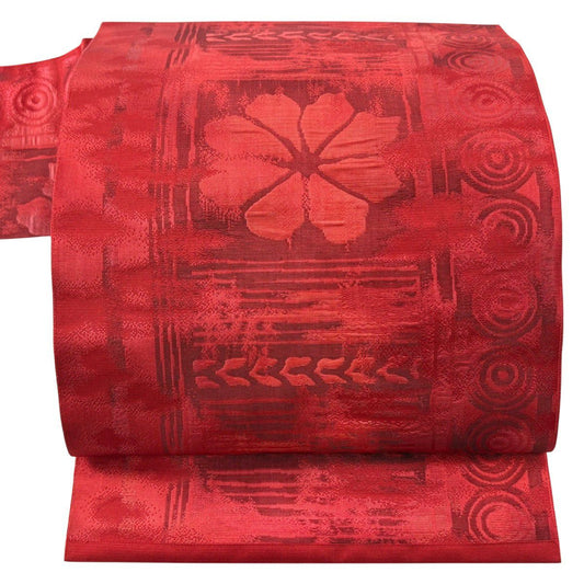 【美品】名古屋帶 優品級 關西仕立 花霞 紅 純蠶絲
