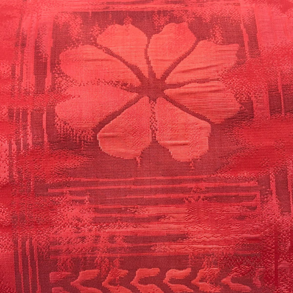 【美品】名古屋帶 優品級 關西仕立 花霞 紅 純蠶絲
