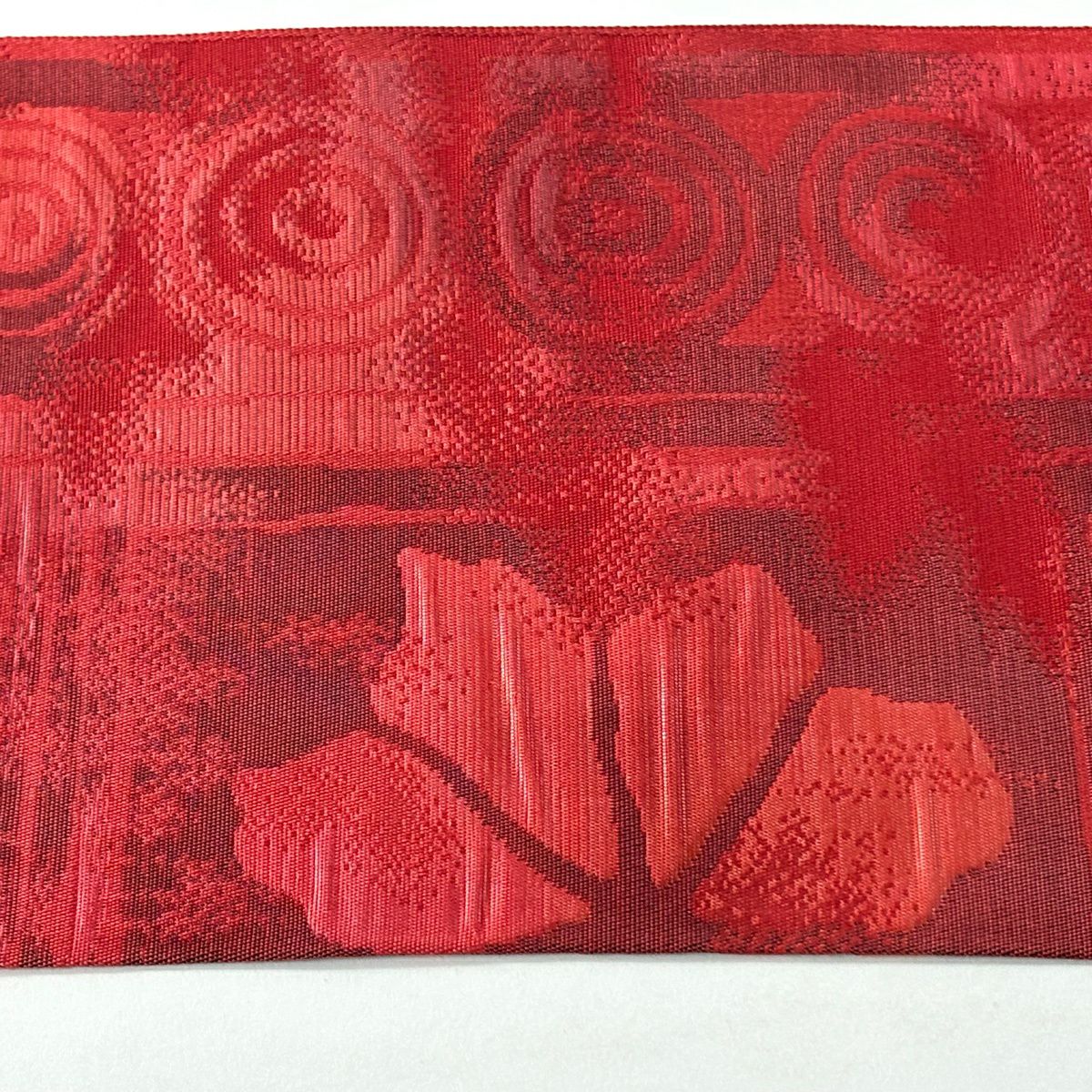 【美品】名古屋帶 優品級 關西仕立 花霞 紅 純蠶絲