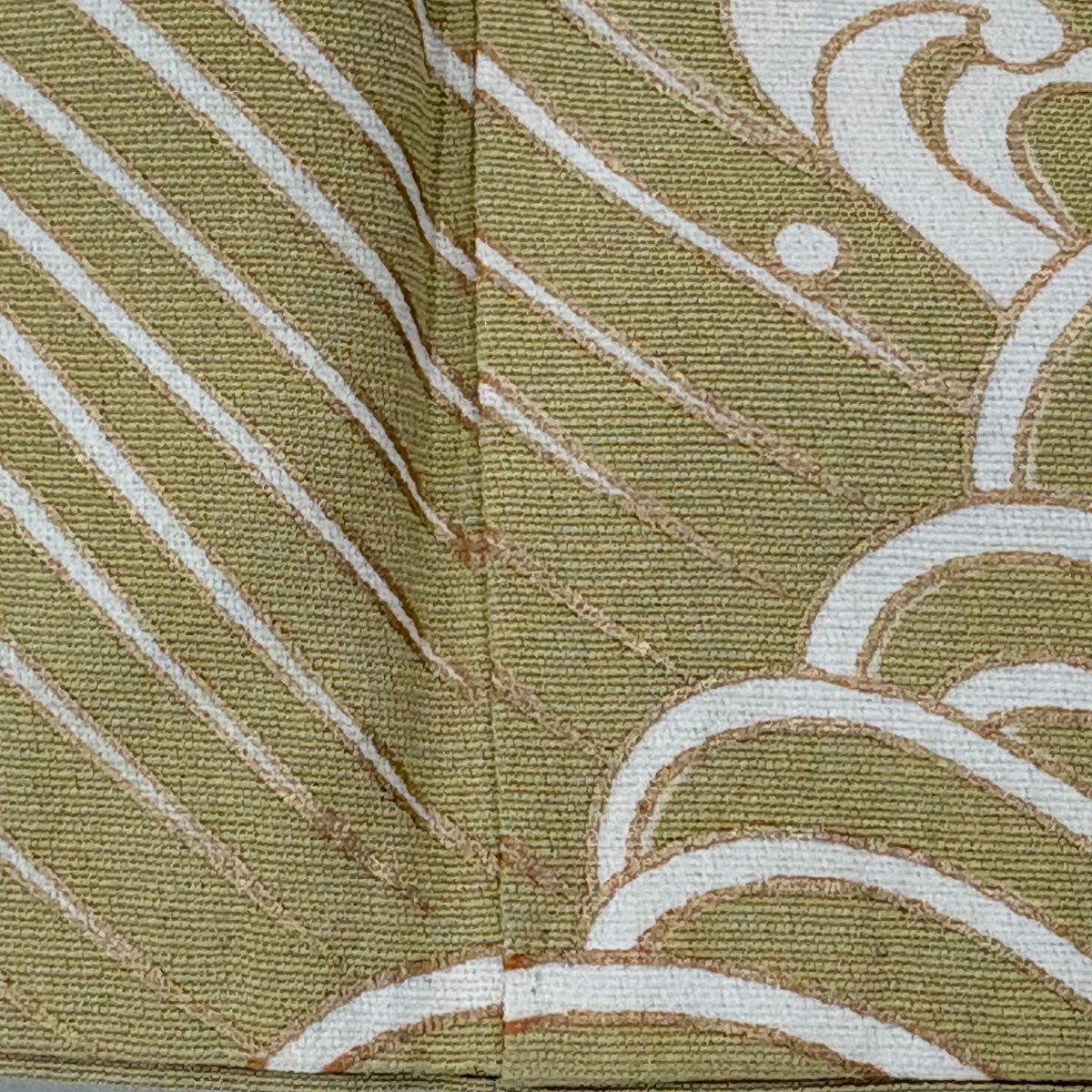 訪問服 身長161.5cm 袖長66.5cm M 雙層 ますいわ屋 落款あり 波 波頭 刺繡 金糸 薄黃土 純蠶絲 秀品級