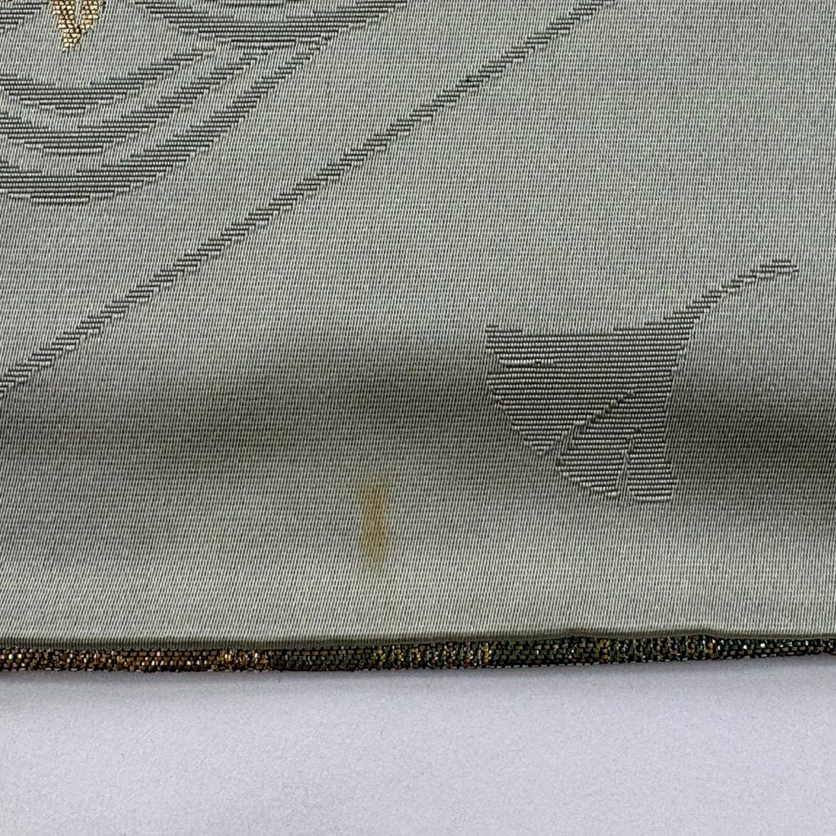 袋帶 秀品級 附落款 廣悦 龜甲花菱 向仙鶴 金銀彩 紅茶 六通 純蠶絲