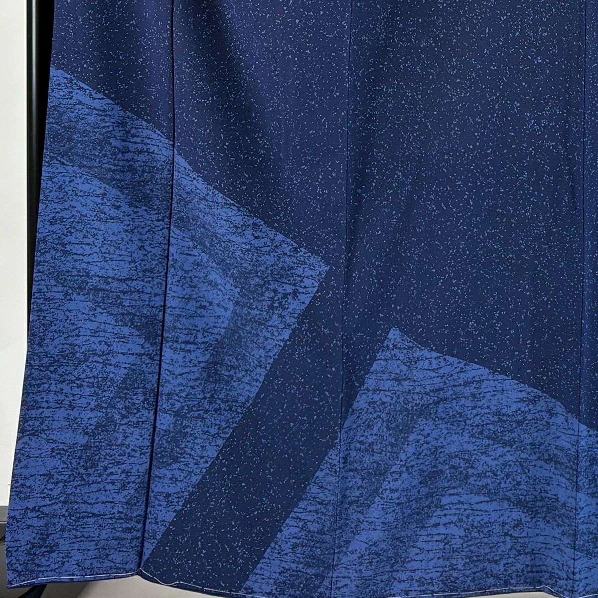【美品】 付下 身長166cm 袖長67.5cm L 雙層 幾何學圖案 深藍 純蠶絲 秀品級