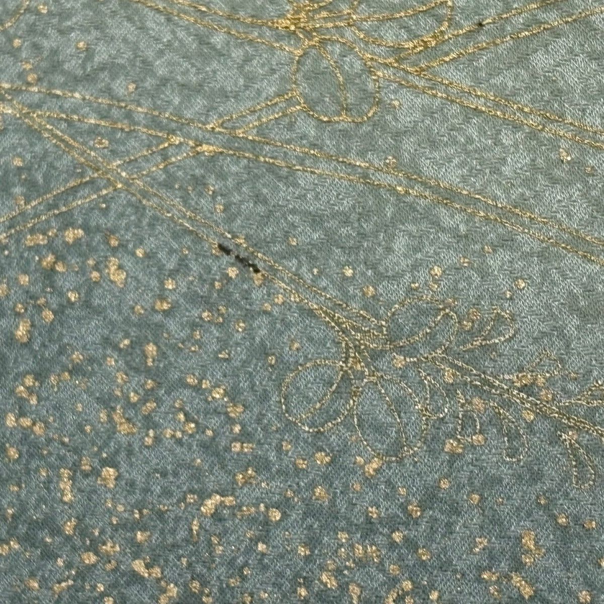 訪問服 身長166cm 袖長68cm L 雙層 草花紋紋 秋蟲刺繡 金彩裝飾 淺綠 純蠶絲 秀品級