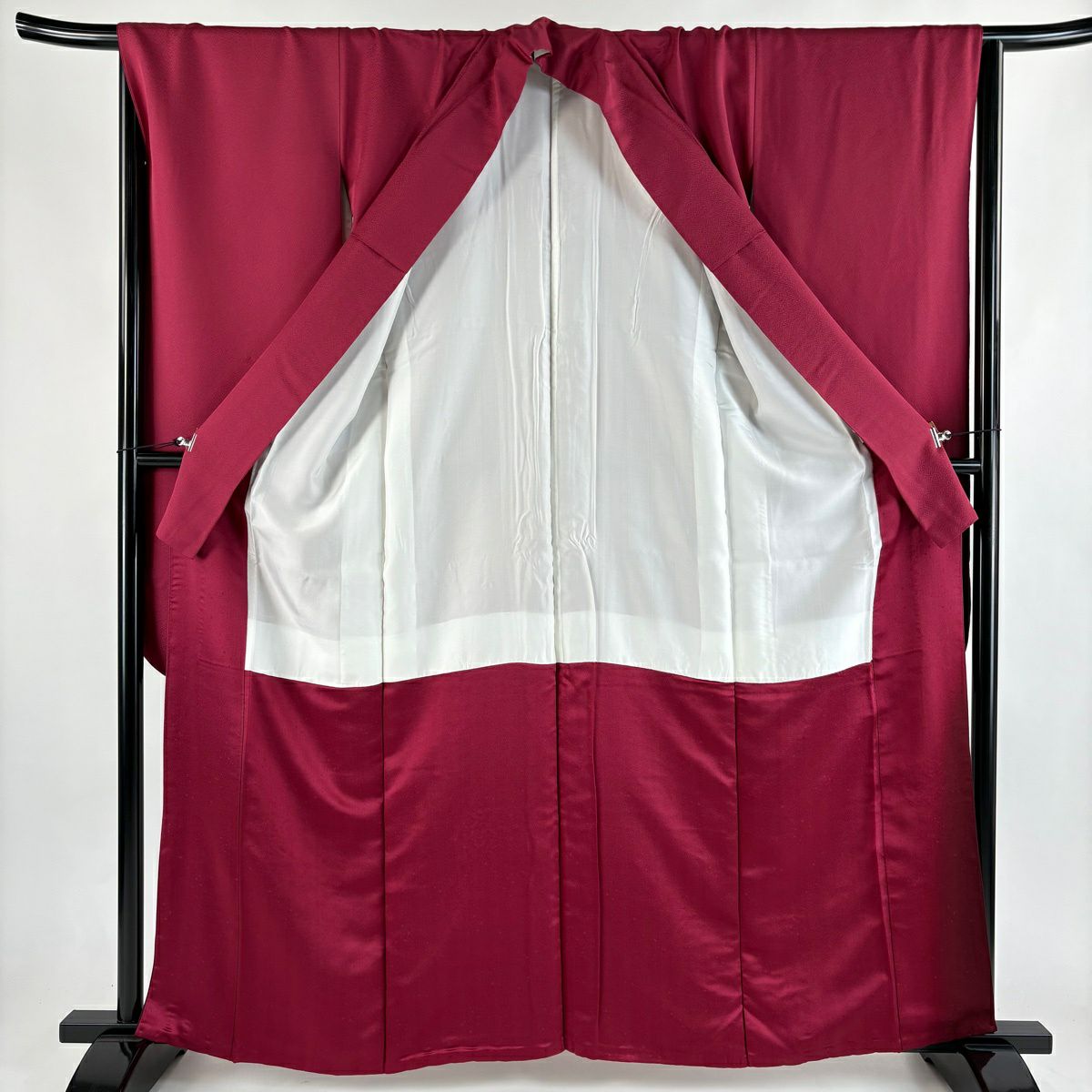 振袖禮服 身長160.5cm 袖長66.5cm M 雙層 花丸紋 蝴蝶 金絲 刺繡 紅紫 純蠶絲 秀品級