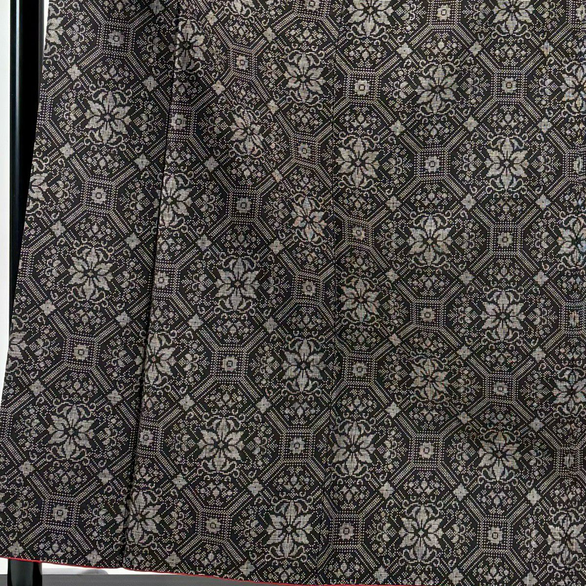 【美品】 紬織織 身長159cm 袖長62.5cm S 雙層 蜀江文 華紋 焦茶 純蠶絲 秀品級