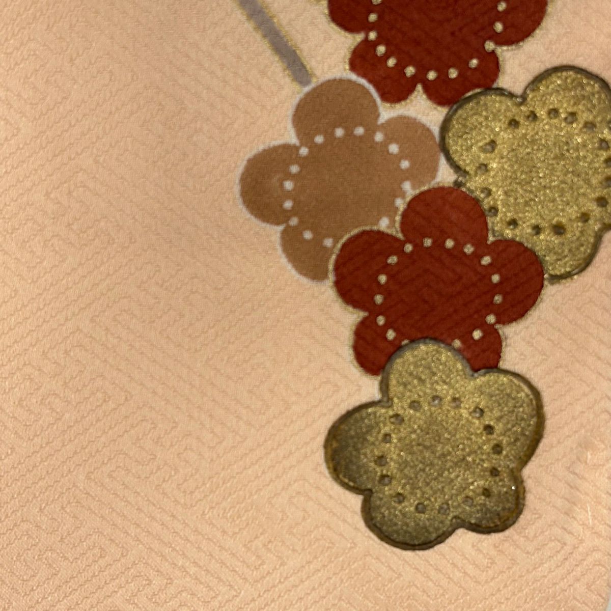 訪問服 身長161.5cm 袖長66cm M 雙層 松樹 菊花 金彩裝飾 染分 薄橙 純蠶絲 秀品級