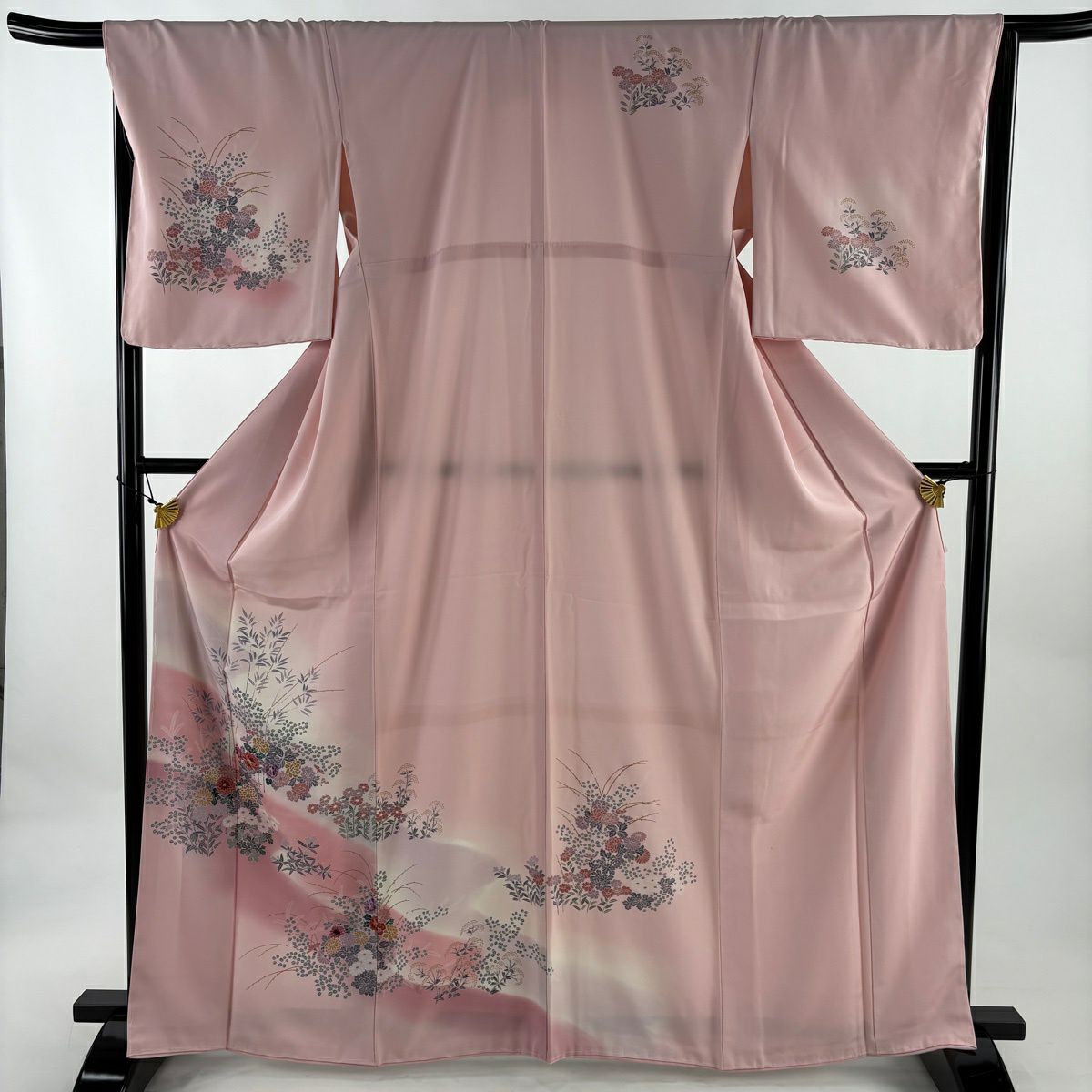 訪問服 身長165.5cm 袖長67cm M 雙層 菊花 萩 金彩裝飾 染分 粉紅 純蠶絲 秀品級